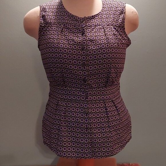 Banana Republic Print Sleeveless Top Petite Size 12 - Picture 4 of 6